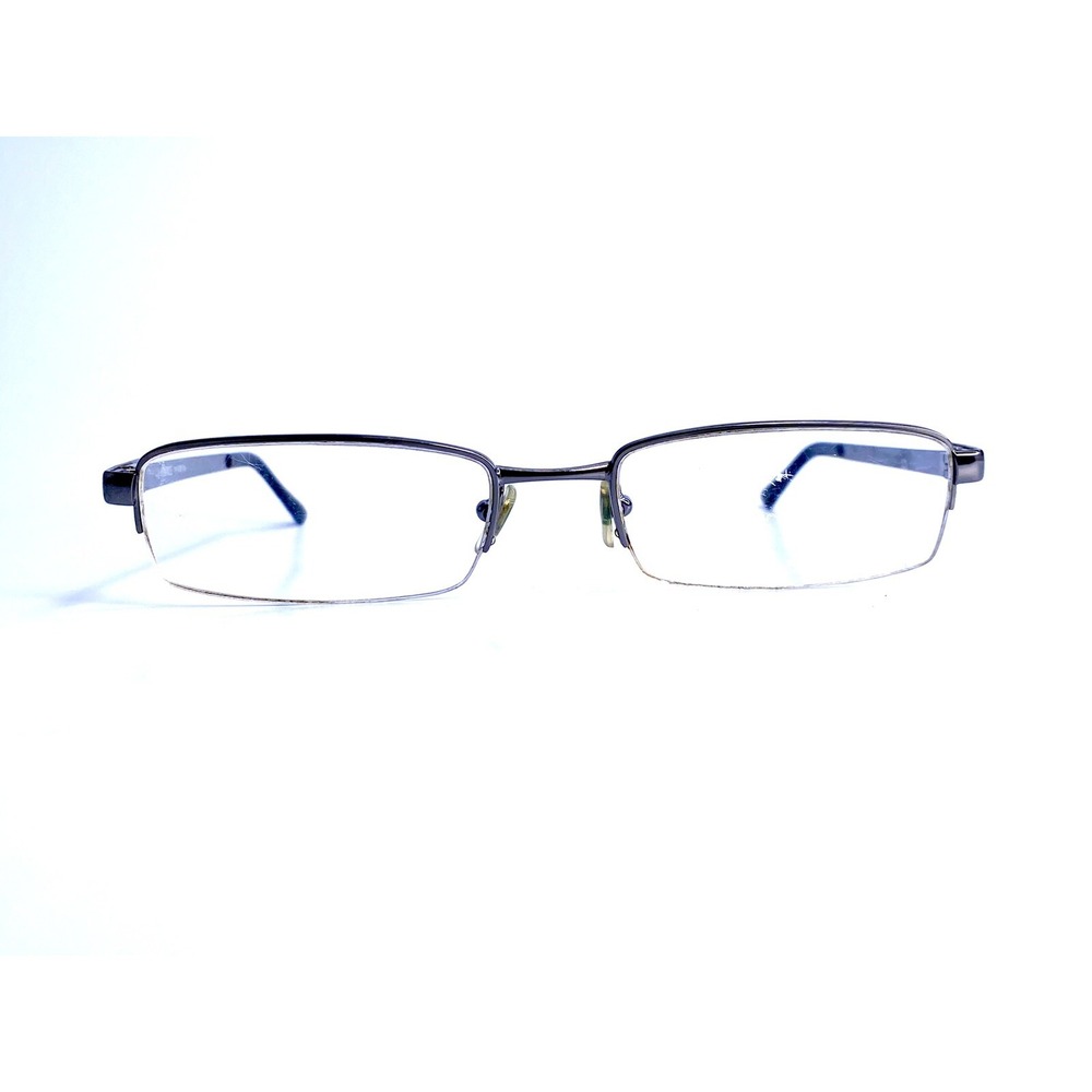 Versace Silver Half Rim Rectangular Glasses Italy 52 18 135